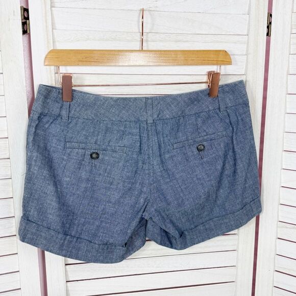 The Limited Chambray Easy Short Cuffed Hem Low Rise Chino Shorts Blue 2 - Picture 2 of 12